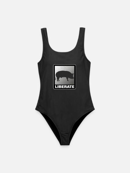 Liberate Vegan Animal Liberation Schwein - Frauen Badeanzug - Schwarz