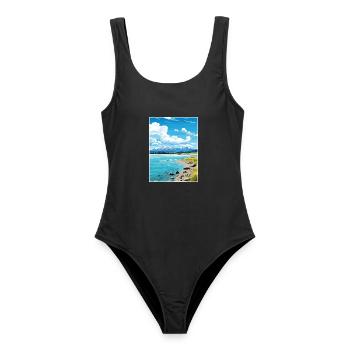 Lake Tekapo Neuseeland Neuseeland Neuseeland Vintage Reiseposter - Frauen Badeanzug - Schwarz - Vorne - AI Model Female 172 light (172cm)