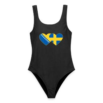 Bosnien Schweden Flagge Herz - Frauen Badeanzug - Schwarz - Vorne - AI Model Female 172 light (172cm)