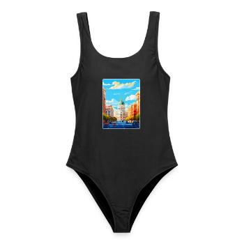 Madrid Spanien Vintage Reiseplakat WPA Souvenir - Frauen Badeanzug - Schwarz - Vorne - AI Model Female 172 light (172cm)