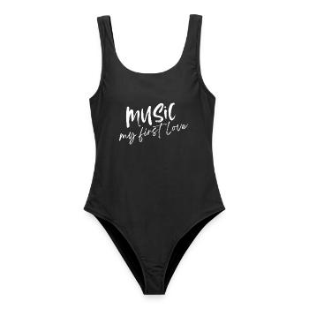 Music - My first love - Frauen Badeanzug - Schwarz - Vorne - AI Model Female 172 light (172cm)