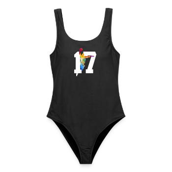 NUMMER 17 BASKETBALL 17. GEBURTSTAG - Frauen Badeanzug - Schwarz - Vorne - AI Model Female 172 light (172cm)