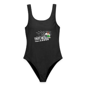 Trust me, I'm a Coder - Programmierer Spruch - Frauen Badeanzug - Schwarz - Vorne - AI Model Female 172 light (172cm)