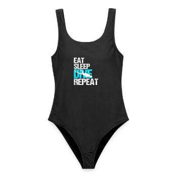 Eat Sleep Dive Repeat Scuba Diving Taucher - Frauen Badeanzug - Schwarz - Vorne - AI Model Female 172 light (172cm)