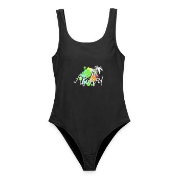 Aloha Tropen-Splash - Frauen Badeanzug - Schwarz - Vorne - AI Model Female 172 light (172cm)