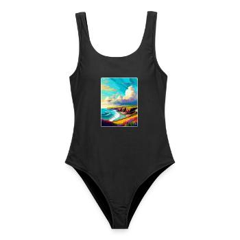 Pembrokeshire Wales Vereinigtes Königreich Vintage Reiseposter WPA - Frauen Badeanzug - Schwarz - Vorne - AI Model Female 172 light (172cm)