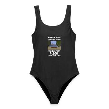 Camping Spruch Zelten - Frauen Badeanzug - Schwarz - Vorne - AI Model Female 172 light (172cm)