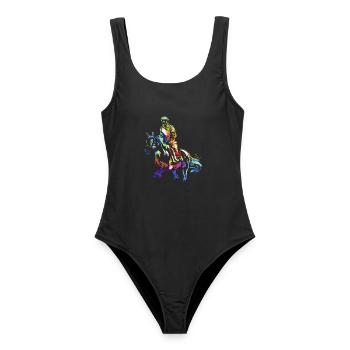Forderndes Distanzreiten Pferdesport - Frauen Badeanzug - Schwarz - Vorne - AI Model Female 172 light (172cm)
