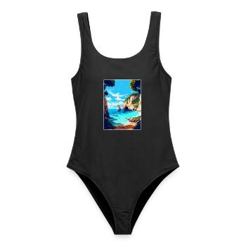 Zakynthos Greece Vintage Travel Poster Souvenir - Women's Swimsuit - black - Front - AI Model Female 172 light (172cm)
