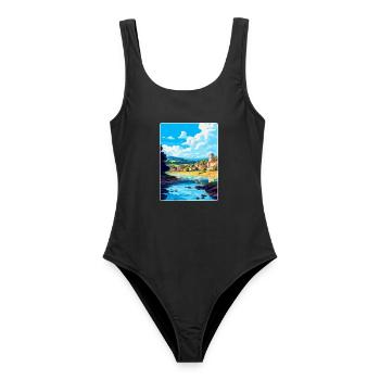 Dordogne France Vintage Travel Poster Souvenir WPA - Women's Swimsuit - black - Front - AI Model Female 172 light (172cm)