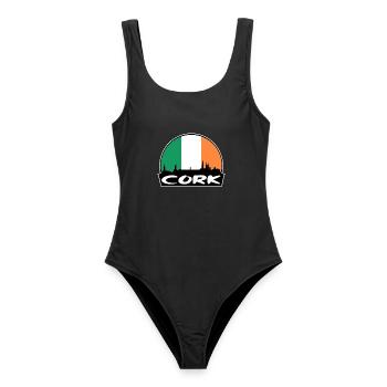 Cork Irland Flagge Skyline Silhouette Reisen - Frauen Badeanzug - Schwarz - Vorne - AI Model Female 172 light (172cm)