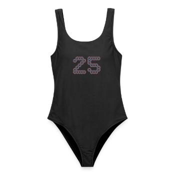 25. 25 YEARS. 25th ANNIVERSARY. 25 YEARS ANNIVERSARY. - Women's Swimsuit - black - Front - AI Model Female 172 light (172cm)