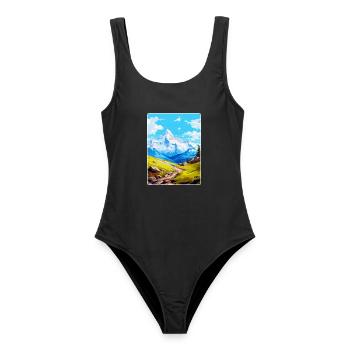 Gran Paradiso Italy Vintage Travel Poster Souvenir - Women's Swimsuit - black - Front - AI Model Female 172 light (172cm)