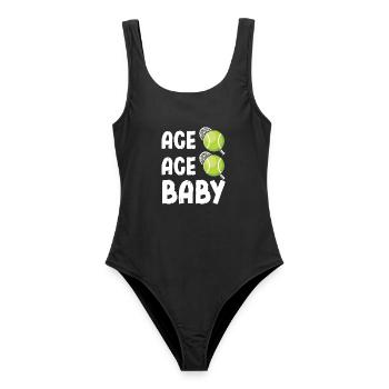 Ace Ace Baby Tennis Spruch - Frauen Badeanzug - Schwarz - Vorne - AI Model Female 172 light (172cm)