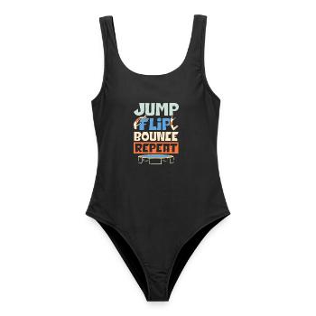 Jump Flip Bounce Wiederholung Trampoliner Trampoli - Frauen Badeanzug - Schwarz - Vorne - AI Model Female 172 light (172cm)