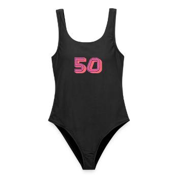 50. 50 ANS. 50e ANNIVERSAIRE. ANNIVERSAIRE 50 ANS. - Maillot de bain femme - noir - Devant - AI Model Female 172 light (172cm)