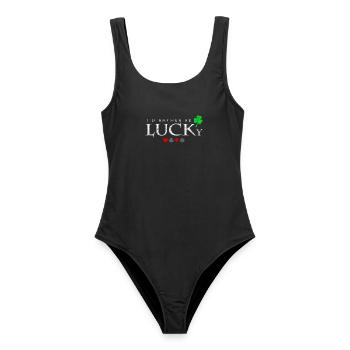 I‘d Rather Be Lucky Spruch Pokerspieler Geschenk - Frauen Badeanzug - Schwarz - Vorne - AI Model Female 172 light (172cm)