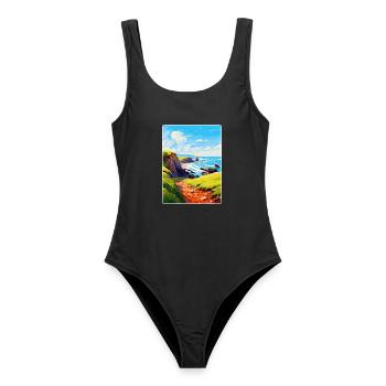 Hartland Quay Devon Vintage Travel Poster Souvenir - Women's Swimsuit - black - Front - AI Model Female 172 light (172cm)