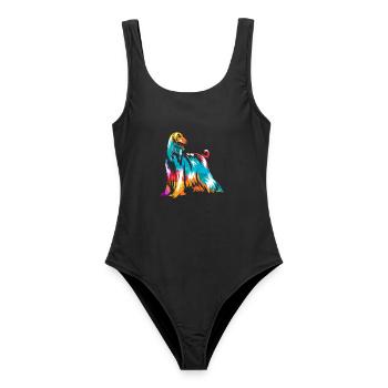Geschmeidiger Windhund Rennsport - Frauen Badeanzug - Schwarz - Vorne - AI Model Female 172 light (172cm)