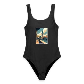 Krems An der Donau Österreich Vintage Reiseposter - Frauen Badeanzug - Schwarz - Vorne - AI Model Female 172 light (172cm)