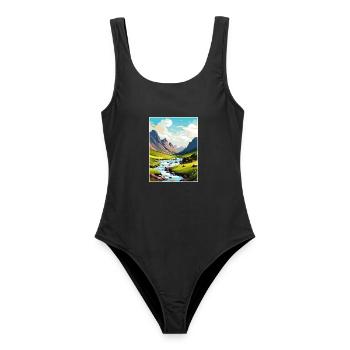 Ben Nevis Schottland Vintage Reiseposter Souvenir - Frauen Badeanzug - Schwarz - Vorne - AI Model Female 172 light (172cm)