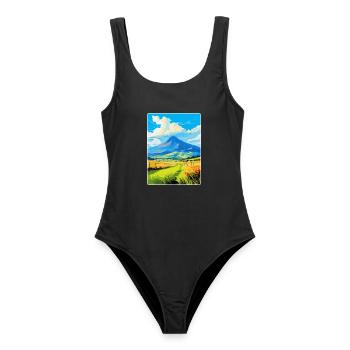 Mourne Mountains Vintage Travel Poster Souvenir - Women's Swimsuit - black - Front - AI Model Female 172 light (172cm)
