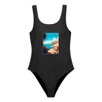 Rhodes Grèce Vintage Voyage Poster WPA Souvenir - Maillot de bain femme - noir - Devant - AI Model Female 172 light (172cm)
