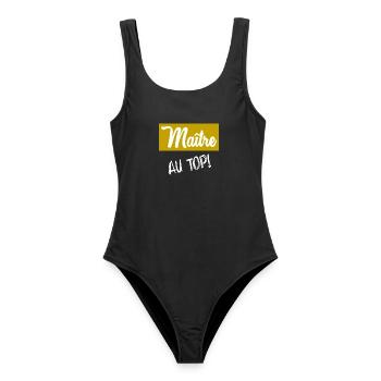 MASTER. MASTER. THANK YOU. THANK YOU MASTER - Women's Swimsuit - black - Front - AI Model Female 172 light (172cm)