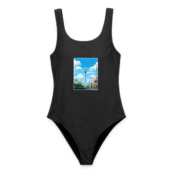 Auckland Neuseeland Neuseeland Vintage Reiseposter WPA - Frauen Badeanzug - Schwarz - Vorne - AI Model Female 172 light (172cm)