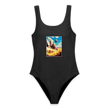 Kappadokien Dekoration Vintage Reiseposter WPA - Frauen Badeanzug - Schwarz - Vorne - AI Model Female 172 light (172cm)