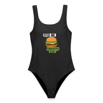 Füttere mich bitte mit Hamburgern Burger Eater Foo - Frauen Badeanzug - Schwarz - Vorne - AI Model Female 172 light (172cm)