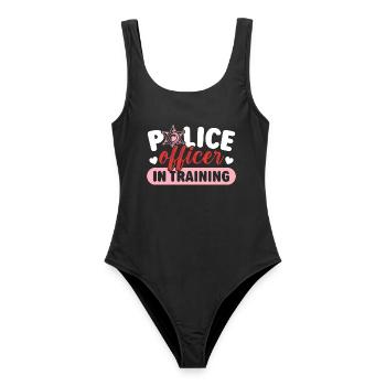 Polizeibeamter in Ausbildung Polizist - Frauen Badeanzug - Schwarz - Vorne - AI Model Female 172 light (172cm)