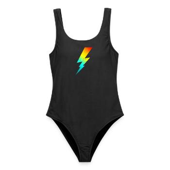 80s bolt lighting classic - Frauen Badeanzug - Schwarz - Vorne - AI Model Female 172 light (172cm)