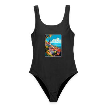 Viana Do Castelo Portugal Vintage Reiseposter - Frauen Badeanzug - Schwarz - Vorne - AI Model Female 172 light (172cm)