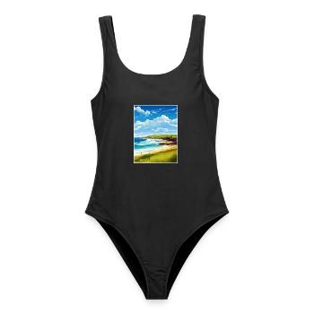 Sennen Cove Cornwall Vintage Reiseposter WPA Kunst - Frauen Badeanzug - Schwarz - Vorne - AI Model Female 172 light (172cm)