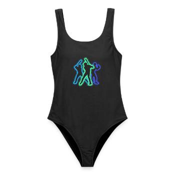 Baseball Baseballer Silhouetten Baseballspieler - Frauen Badeanzug - Schwarz - Vorne - AI Model Female 172 light (172cm)