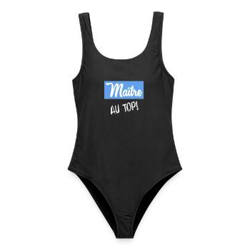 MASTER. MASTER. THANK YOU. THANK YOU MASTER - Women's Swimsuit - black - Front - AI Model Female 172 light (172cm)