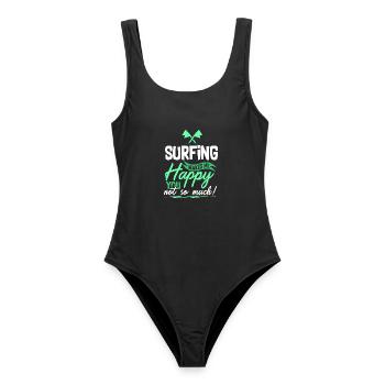 Surfen Surfer Spruch - Frauen Badeanzug - Schwarz - Vorne - AI Model Female 172 light (172cm)