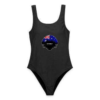 Sydney Australien Flagge Skyline Silhouette Reisen - Frauen Badeanzug - Schwarz - Vorne - AI Model Female 172 light (172cm)