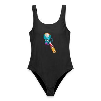 Schwungvolles Kendama Ballspiel - Frauen Badeanzug - Schwarz - Vorne - AI Model Female 172 light (172cm)