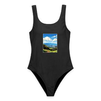 Mount Victoria Neuseeland Vintage Reiseposter - Frauen Badeanzug - Schwarz - Vorne - AI Model Female 172 light (172cm)