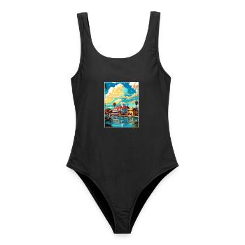 Melbourne Florida Vintage Reiseposter Souvenir - Frauen Badeanzug - Schwarz - Vorne - AI Model Female 172 light (172cm)