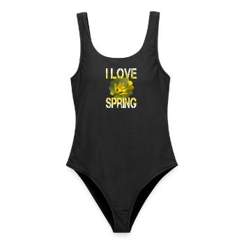 I love spring Frühling - Frauen Badeanzug - Schwarz - Vorne - AI Model Female 172 light (172cm)