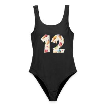 EISCREME NUMMER 12 JAHRE EIS 12. GEBURTSTAG - Frauen Badeanzug - Schwarz - Vorne - AI Model Female 172 light (172cm)
