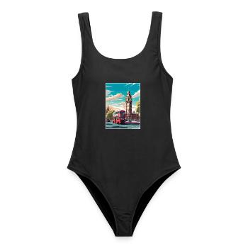 Big Ben London Vintage Reiseposter WPA Souvenir - Frauen Badeanzug - Schwarz - Vorne - AI Model Female 172 light (172cm)