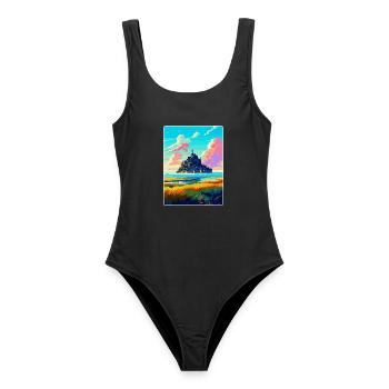Mont Saint Michel Frankreich Vintage Reiseposter WPA - Frauen Badeanzug - Schwarz - Vorne - AI Model Female 172 light (172cm)