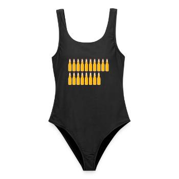 18 bouteilles de bière - Bière - 18 ans - 18e anniversaire - Maillot de bain femme - noir - Devant - AI Model Female 172 light (172cm)