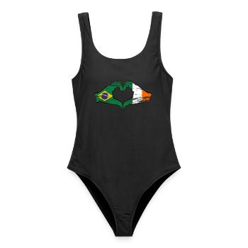 Brésil Irlande Drapeau Aiguilles Coeur Forme Utilisé - Maillot de bain femme - noir - Devant - AI Model Female 172 light (172cm)