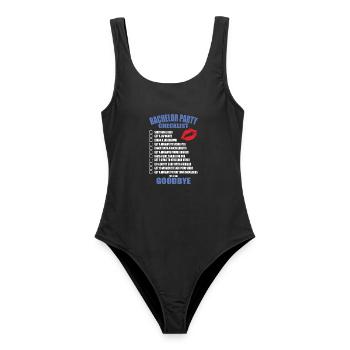 Junggesellenabschied Checkliste - Frauen Badeanzug - Schwarz - Vorne - AI Model Female 172 light (172cm)