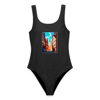 Hildesheim Deutschland Vintage Reiseplakat Souvenir - Frauen Badeanzug - Schwarz - Vorne - AI Model Female 172 light (172cm)